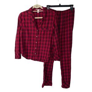 Victoria’s Secret Plaid Pajama Set Womens Size XS Button Front Elastic Waist Red